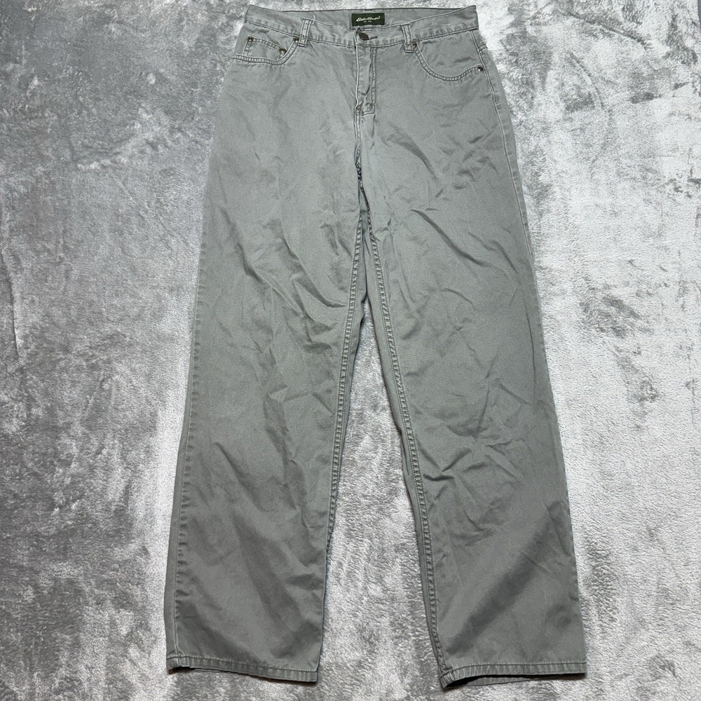 Eddie Bauer Mens 30x30 Gray Olive 5 Pocket Pants Straight‎ Casual Cotton